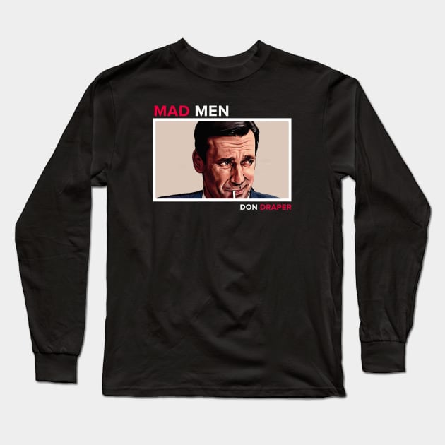 Don Draper Smoking Face Long Sleeve T-Shirt by Chanomqz